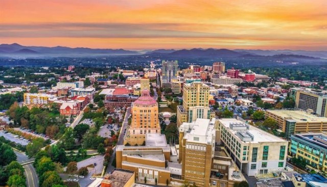 Aerial view of Asheville, North Carolina