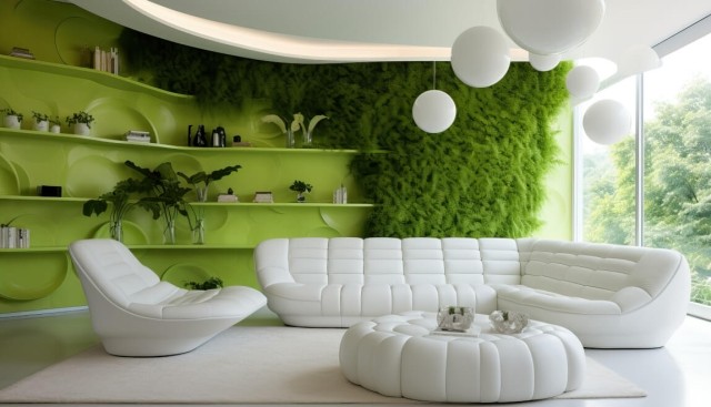 Modern apartment with green interior