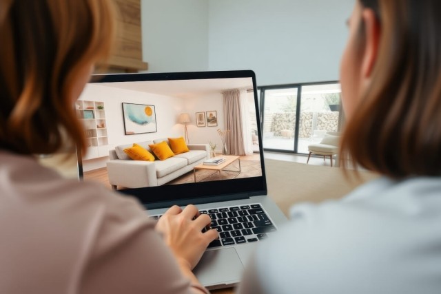 Prospective renters take a virtual tour online. 