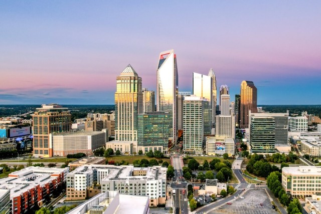 Skyline view of the city of Charlotte. 