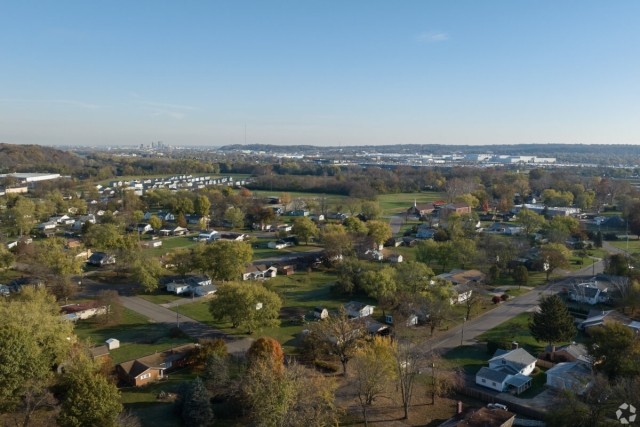 An aerial view of a neighborhood outside of Dayton, OH, where the expansion of data centers has increased demand for rentals.