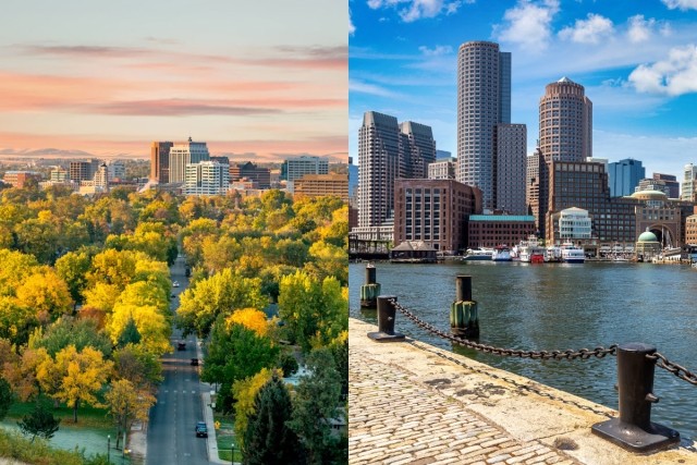 Boise, ID and Boston, MA.