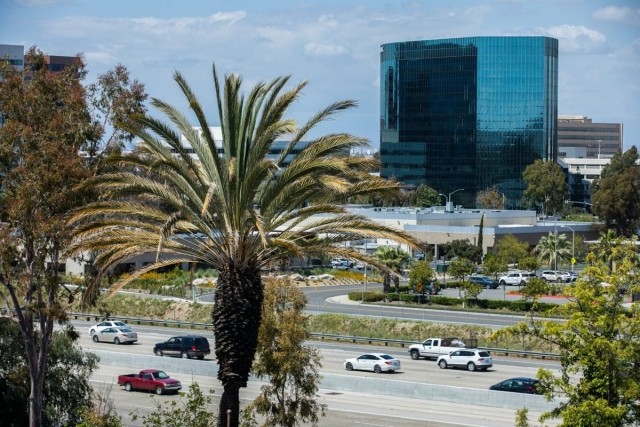 A sunny view of Downtown Irvine, CA