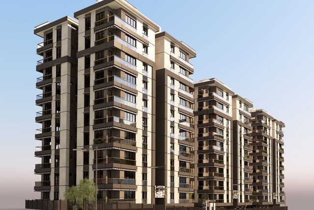 3D render of apartment building.