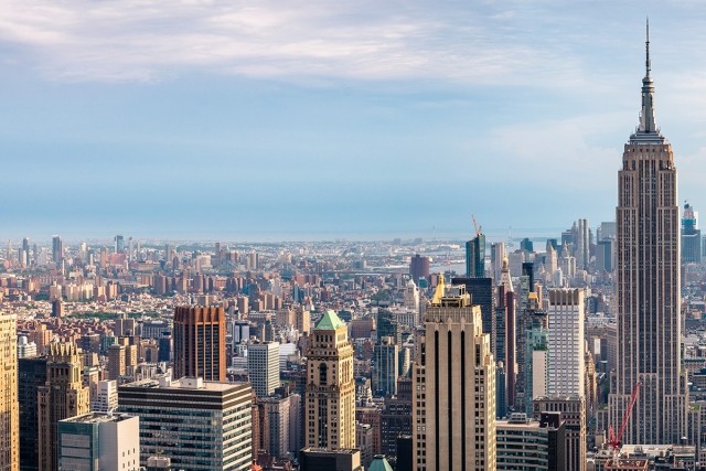 New York stretches with lots of skyscrapers filling the skyline.