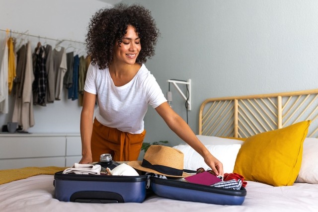 Renter packing their bags to go on vacation.